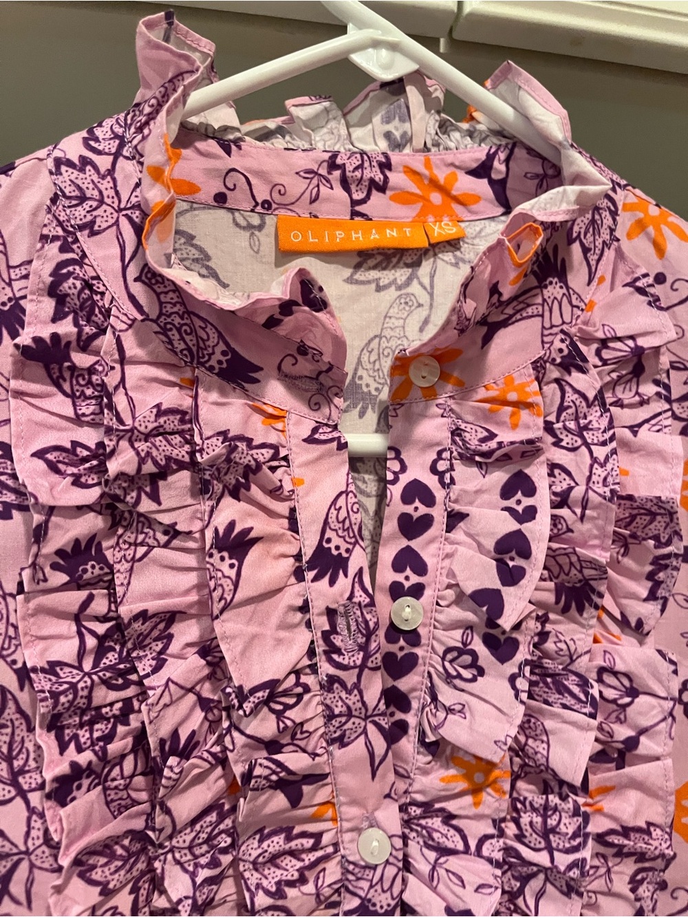 Oliphant Hummingbird Ruffle Blouse- XS - Picture 6 of 10